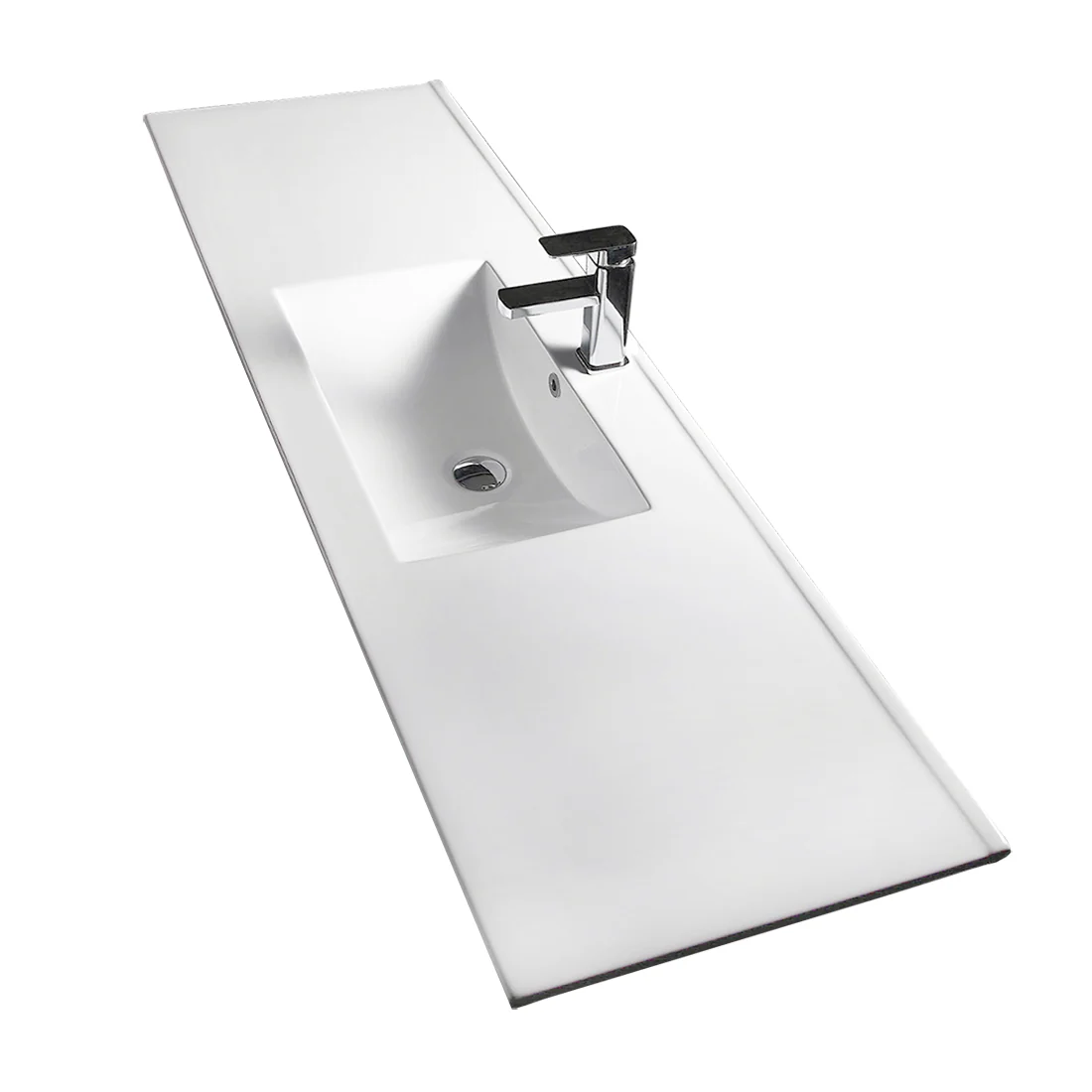 Bathroom Vanity Poly Marble Thin Edge Basin Sink Top Single White Gloss BA-150E - Image 3