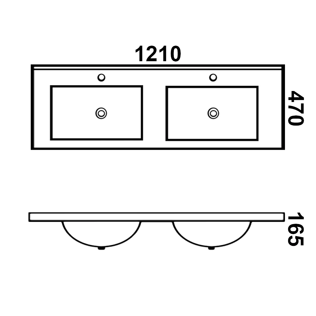 Bathroom Vanity Thin Edge Double Basin Top White Ceramic 120QD - Image 2