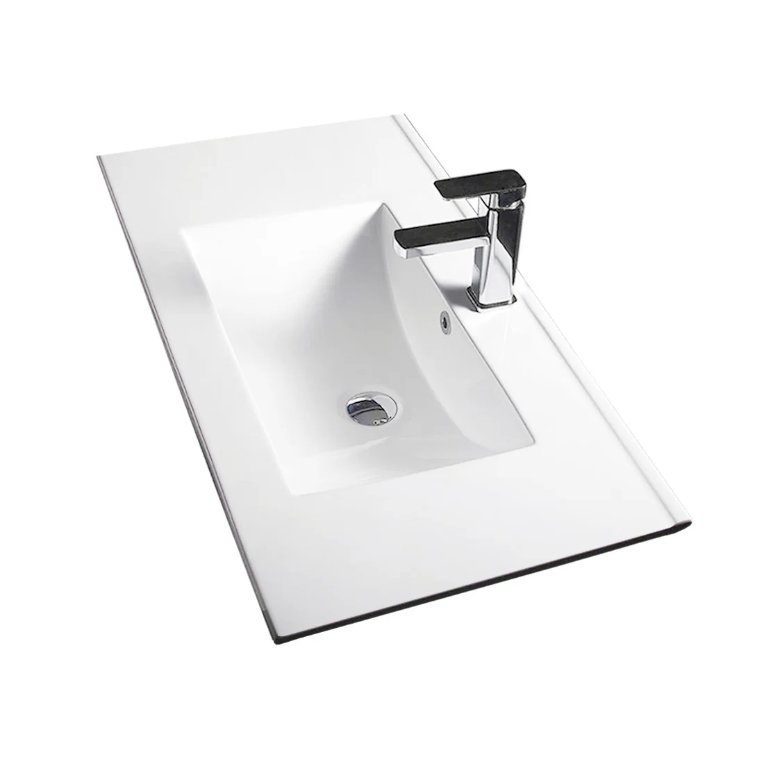 Bathroom Vanity White Ceramic Thin Edge Basin - 60E - Image 3