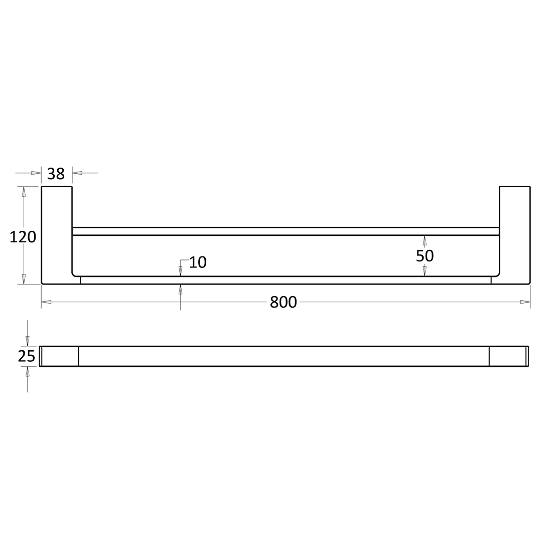Ceram Double Towel Rail 800mm Brushed Nickel - Image 2