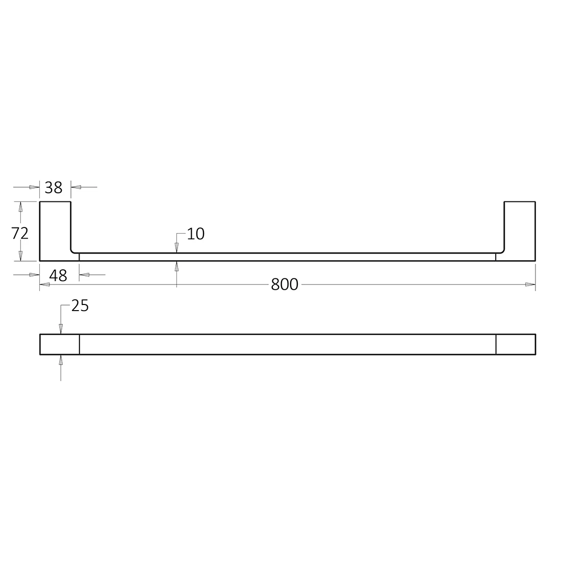 Ceram Single Towel Rail 800mm Chrome - Image 2