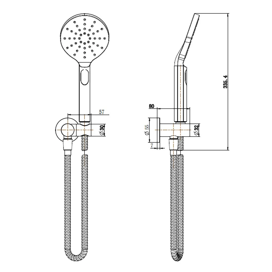 Cora Round Hand Shower On Wall Outlet Bracket Brushed Copper - Image 2