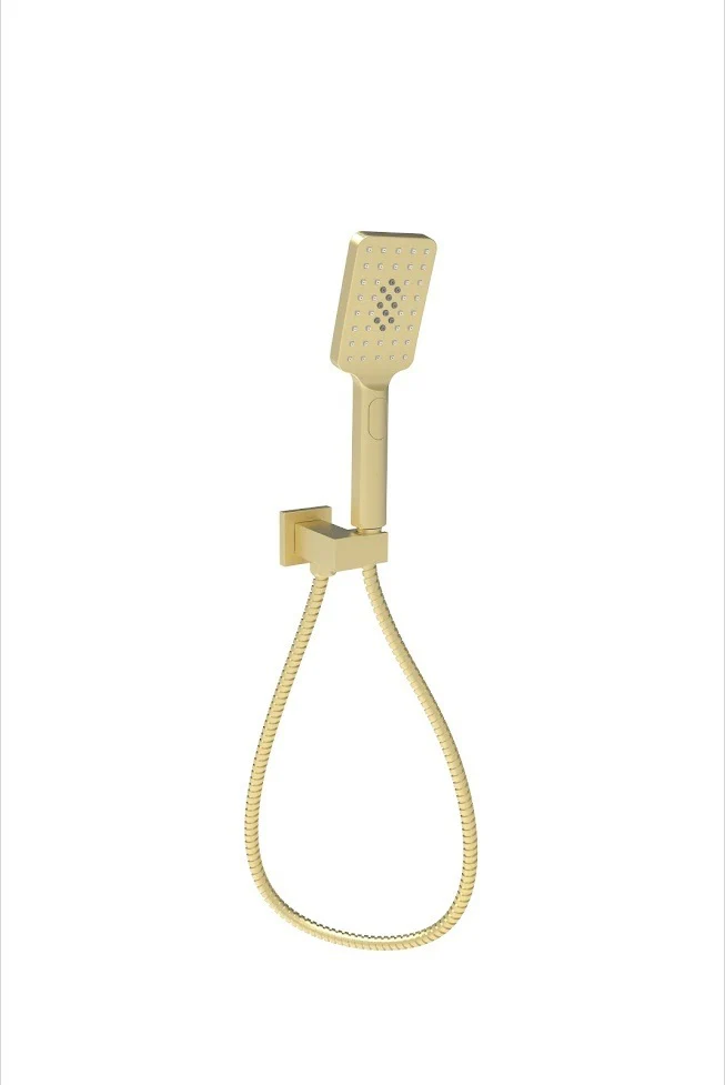 Eden Square Hand Shower On Wall Outlet Bracket Brushed Gold - Image 3