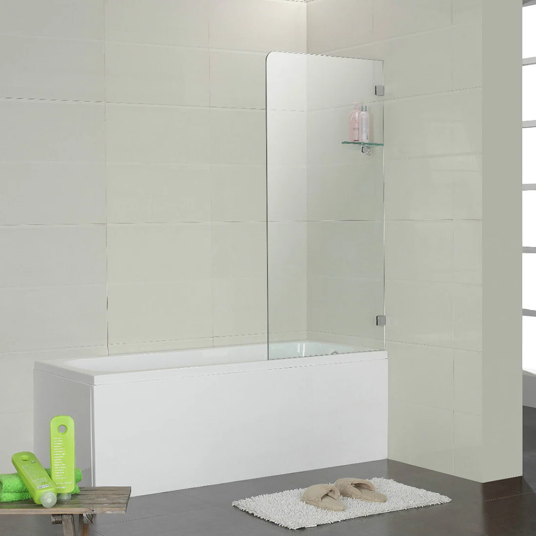 Frameless Bath Panel Shower Screen 700x1450mm Chrome - Image 5