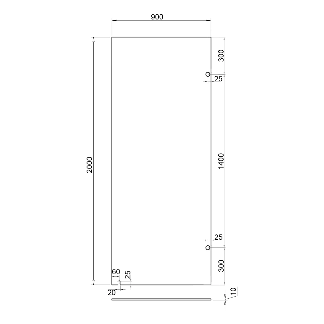 Frameless Shower Screen 900mm Brushed Gold - Image 4