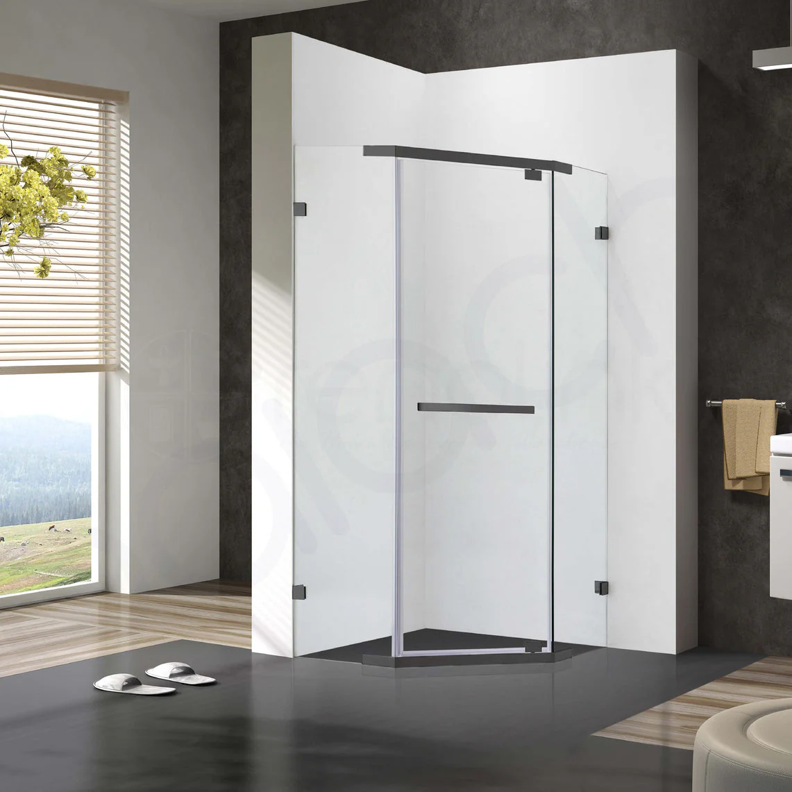 Frameless Shower Screen 900x900mm Diamond Gun Metal - Image 4