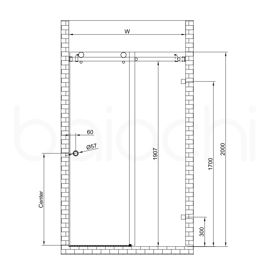 Frameless Wall to Wall Adjustable Sliding Shower Screen 1500x2000mm Chrome - Image 3