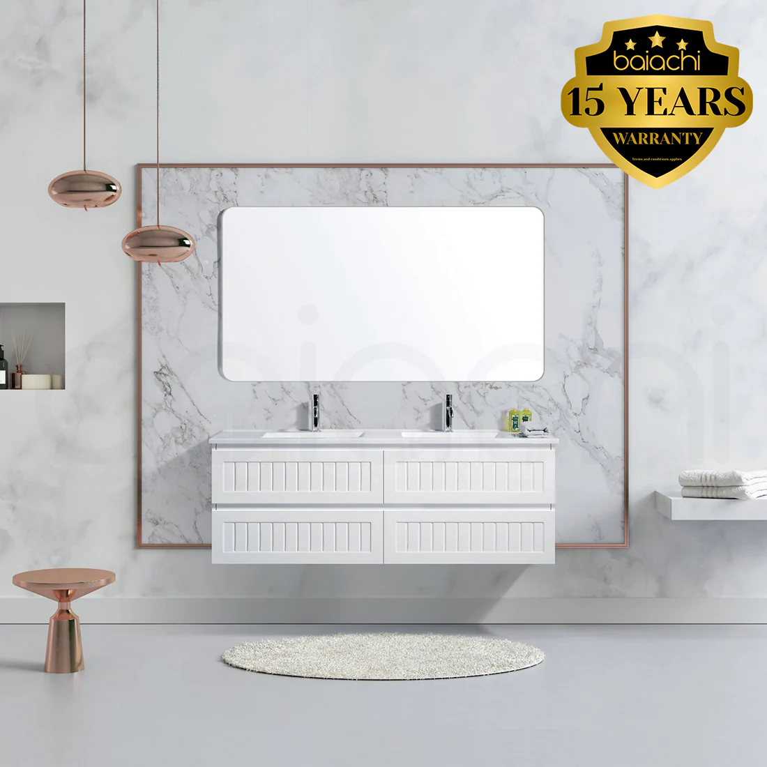 Hampton Plywood 1200mm Wall Hung Bathroom Vanity Calacatta Stone - Image 3