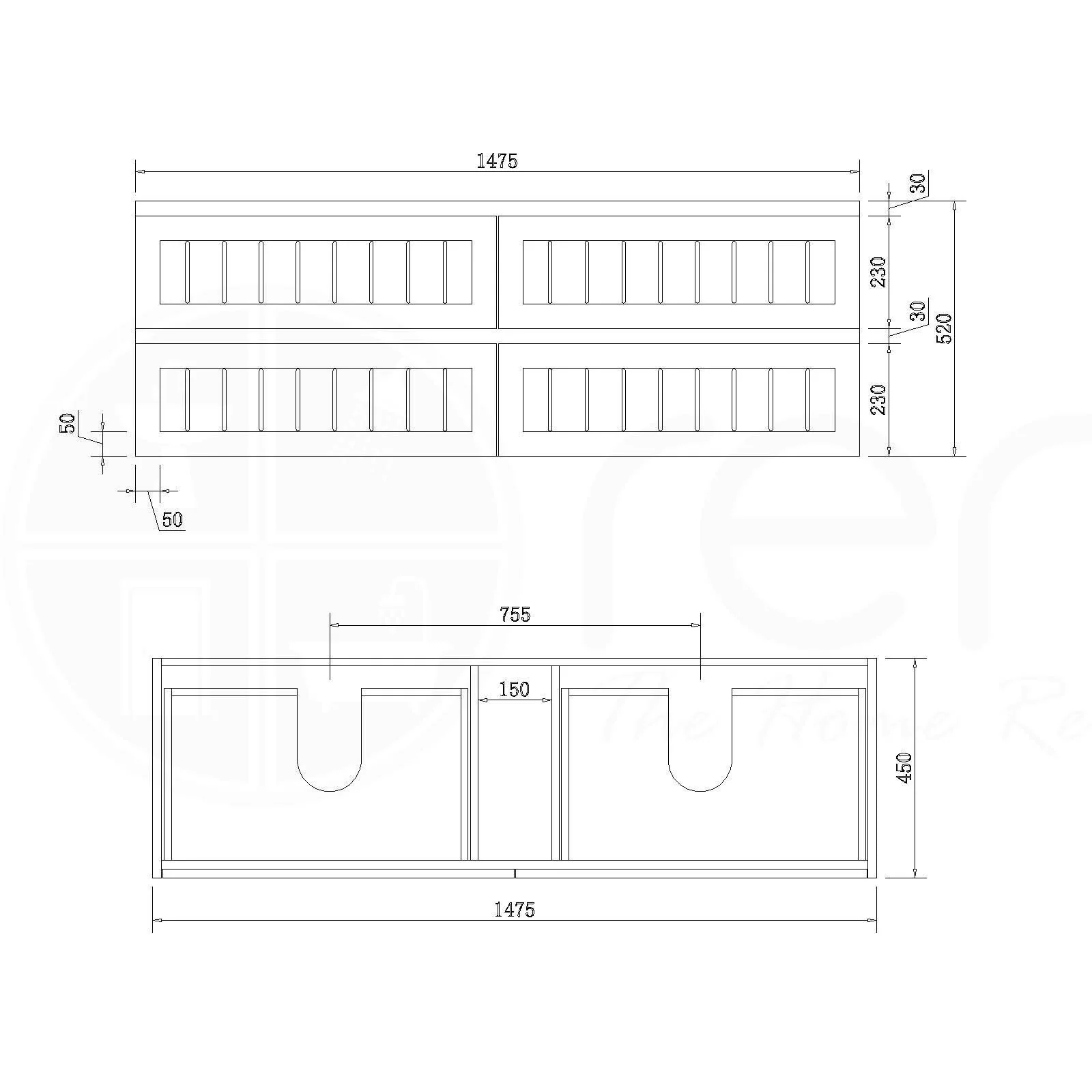 Hampton 1500mm Plywood Wall Hung Bathroom Vanity Ceramic Basin - Image 2