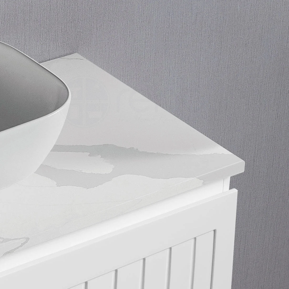 Hampton 600mm PVC Wall Hung Bathroom Vanity Calacatta Quartz Stone - Image 3