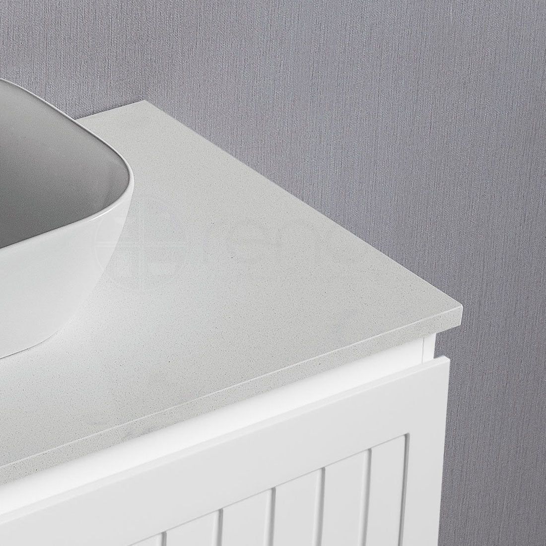 Hampton 600mm PVC Wall Hung Bathroom Vanity White Quartz Stone - Image 3