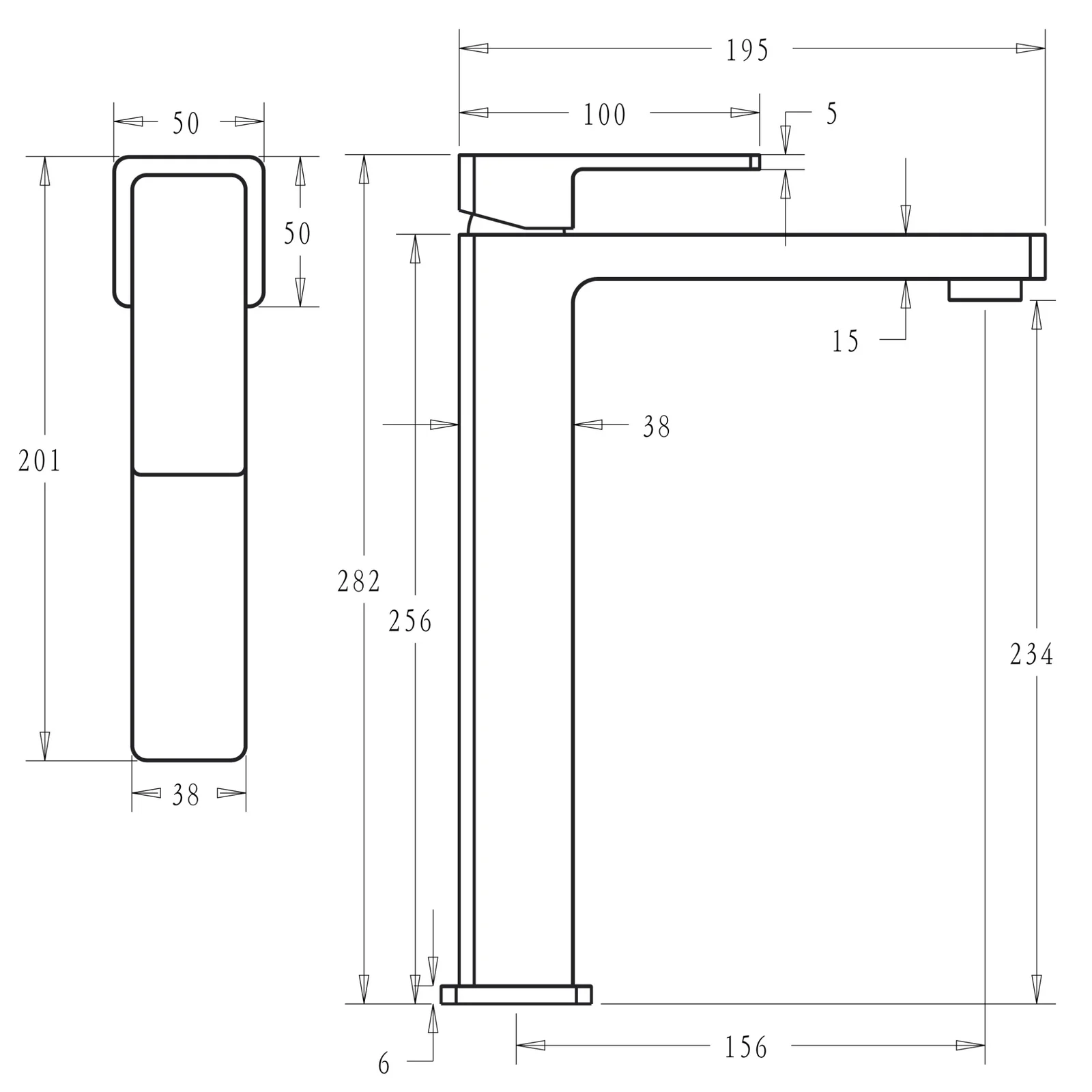 Ikon Ceram High Rise Basin Mixer Matte Black - Image 2