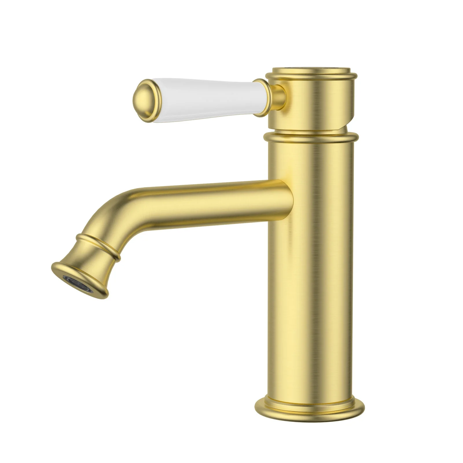 Ikon Clasico Basin Mixer Ceramic Handle Brushed Gold - Image 6