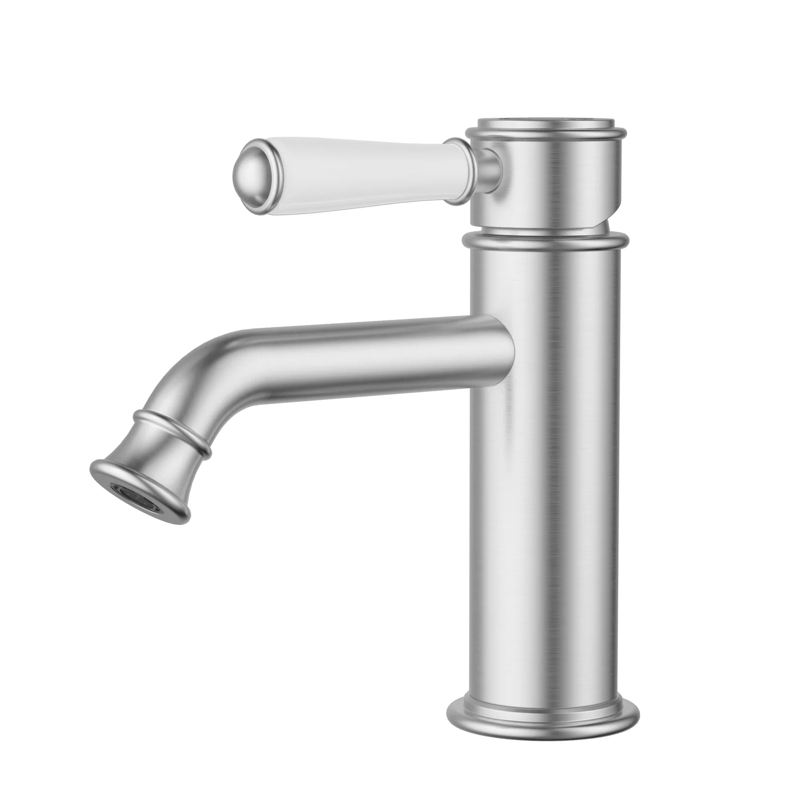 Ikon Clasico Basin Mixer Ceramic Handle Brushed Nickel - Image 2