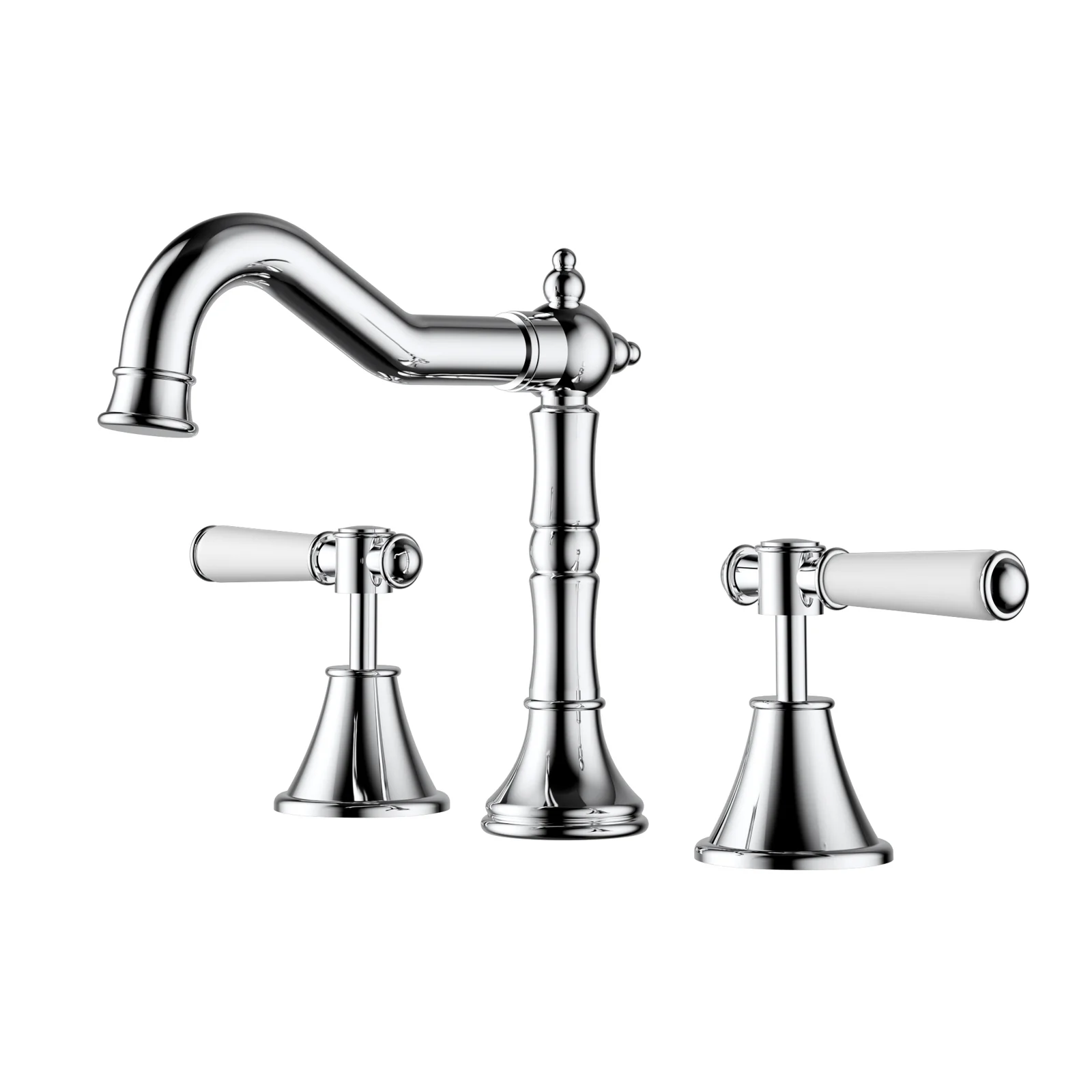 Ikon Clasico Basin Set Ceramic Handle Chrome - Image 2