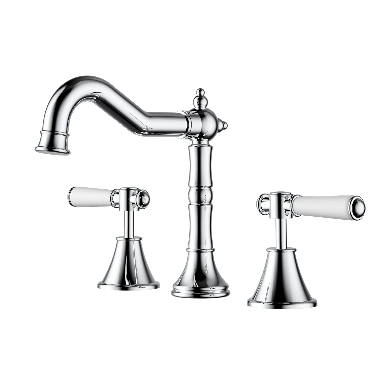 Ikon Clasico Basin Set Ceramic Handle Chrome - Image 6