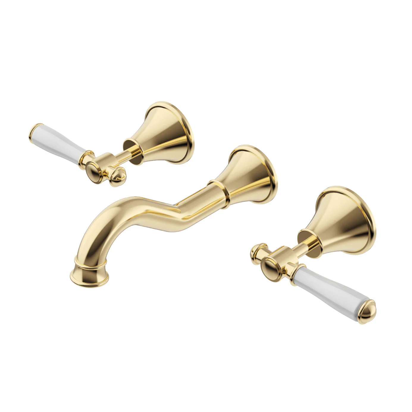 Ikon Clasico Bath Set Ceramic Handle Brushed Gold - Image 2