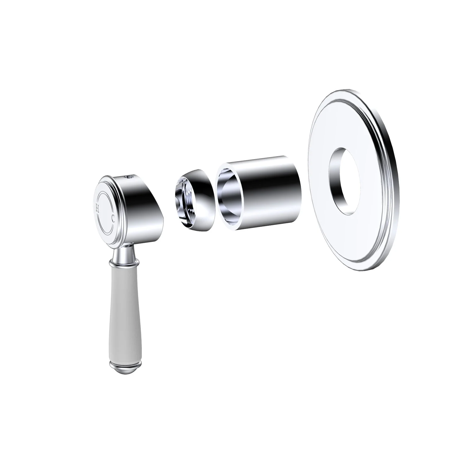 Ikon Clasico Ceramic Handle Wall Mixer Chrome - Image 2