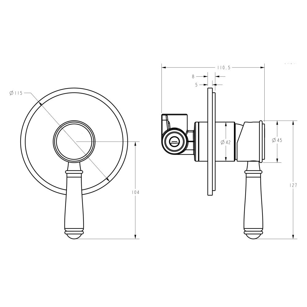 Ikon Clasico Ceramic Handle Wall Mixer Chrome - Image 5