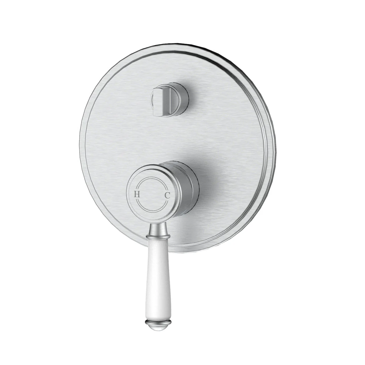 Ikon Clasico Ceramic Handle Wall Mixer With Diverter Brushed Nickel