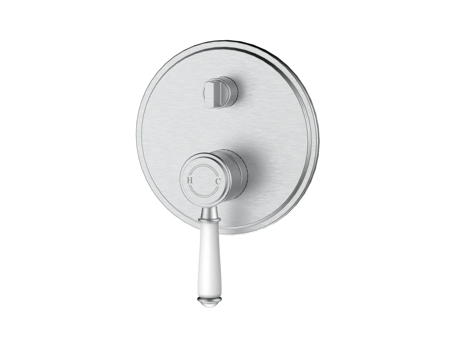 Ikon Clasico Ceramic Handle Wall Mixer With Diverter Brushed Nickel - Image 6