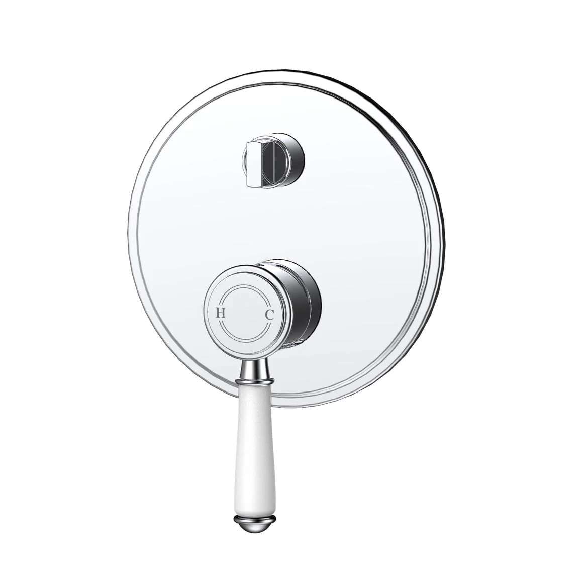 Ikon Clasico Ceramic Handle Wall Mixer With Diverter Chrome