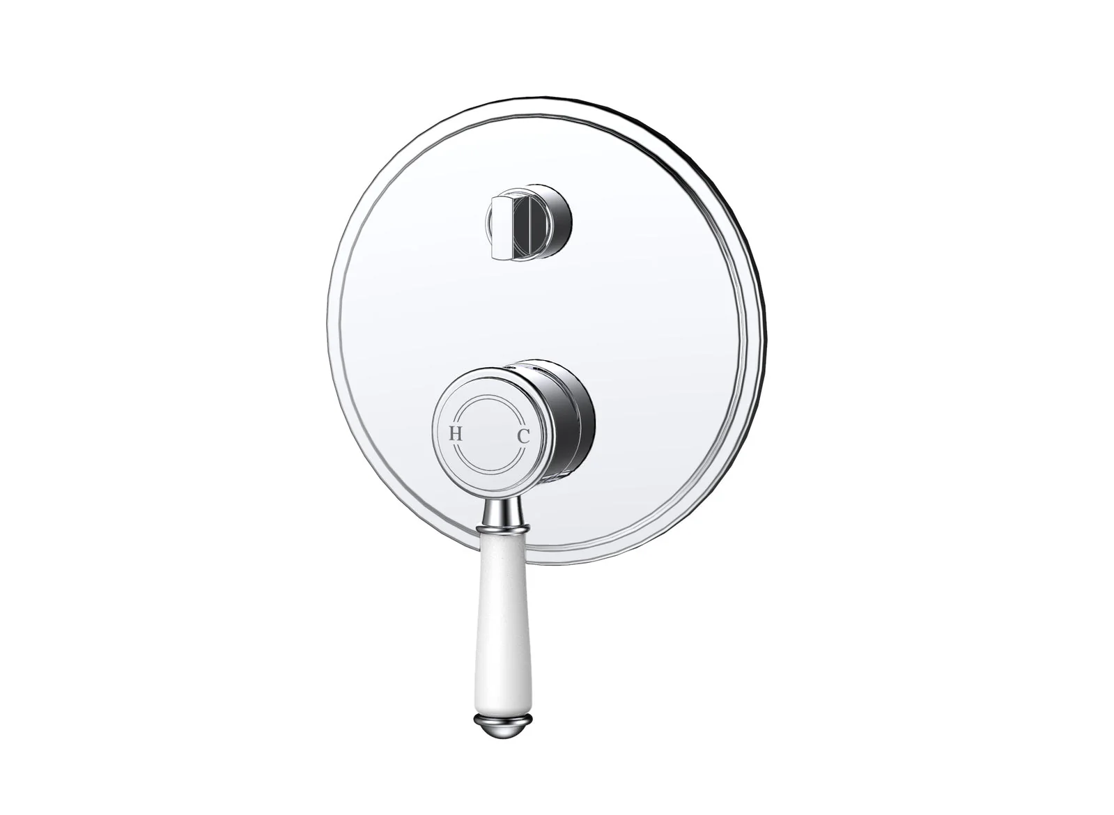 Ikon Clasico Ceramic Handle Wall Mixer With Diverter Chrome - Image 6