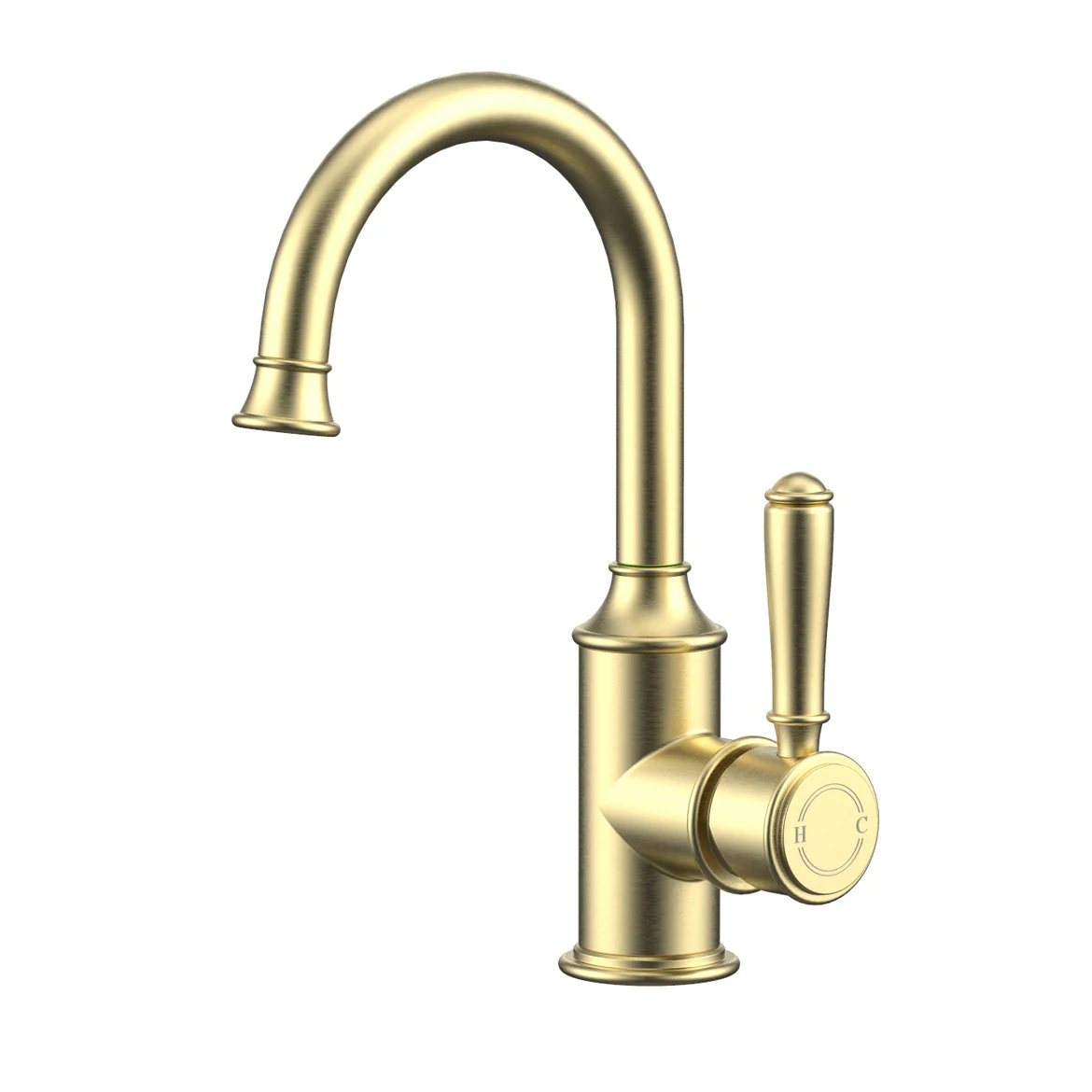 Ikon Clasico Gooseneck Basin Mixer Brushed Gold - Image 2