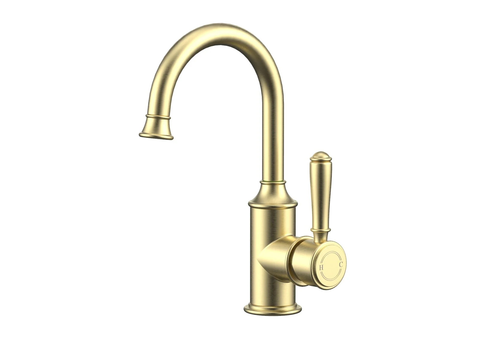 Ikon Clasico Gooseneck Basin Mixer Brushed Gold - Image 6