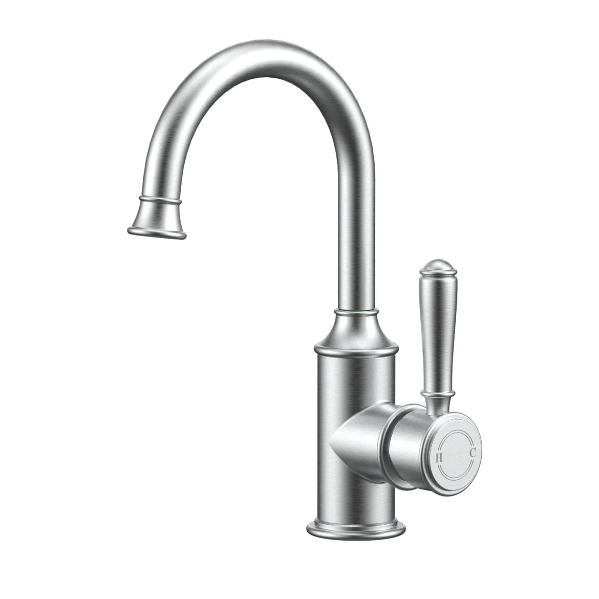 Ikon Clasico Gooseneck Basin Mixer Brushed Nickel - Image 2
