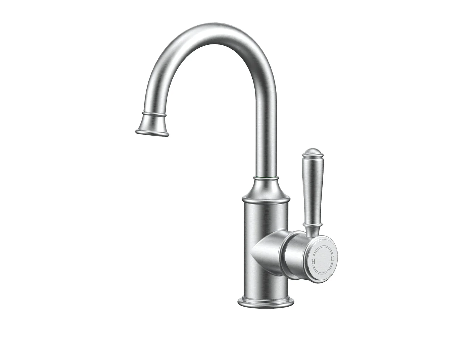 Ikon Clasico Gooseneck Basin Mixer Brushed Nickel - Image 6