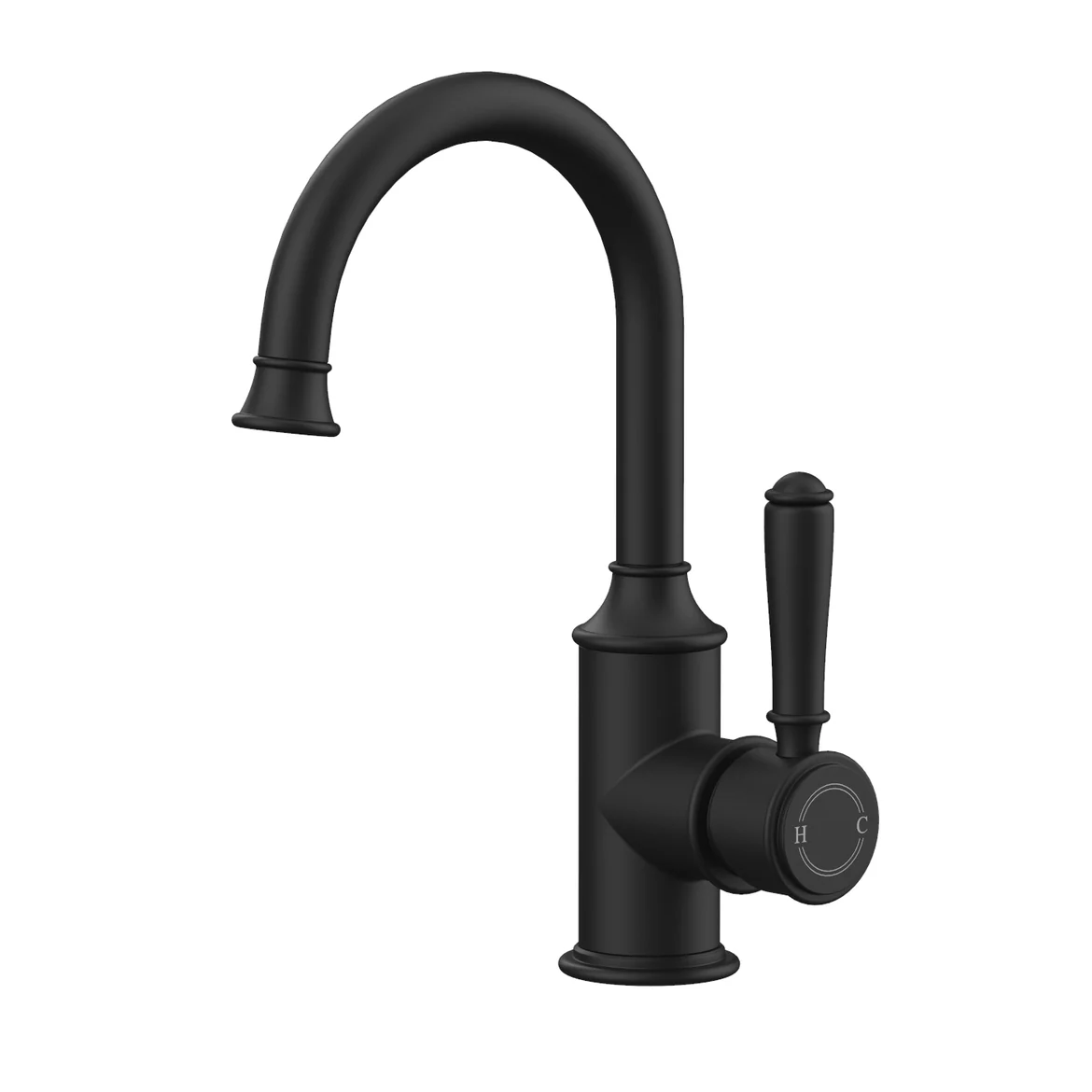 Ikon Clasico Gooseneck Basin Mixer Matte Black - Image 2
