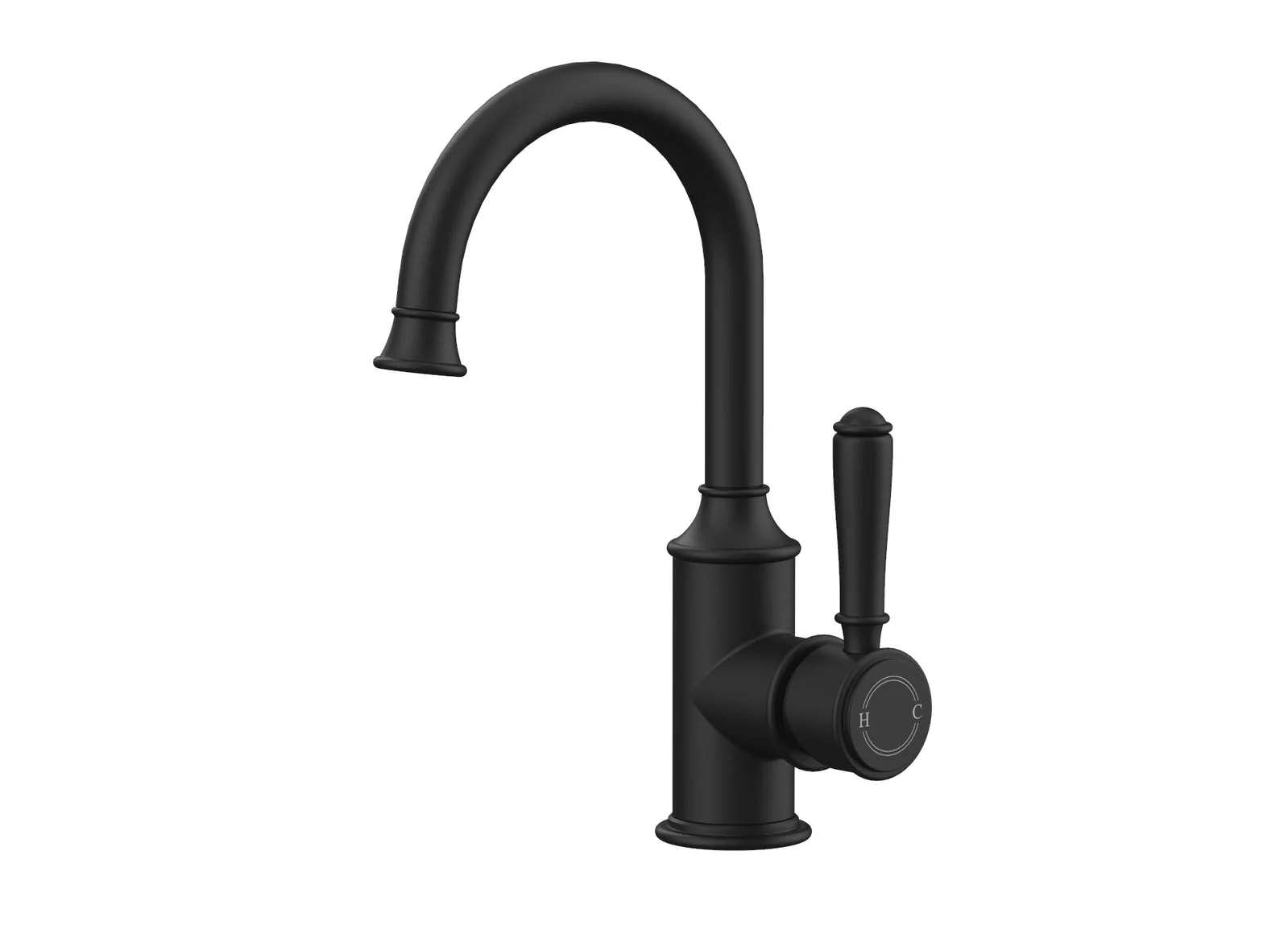 Ikon Clasico Gooseneck Basin Mixer Matte Black - Image 6