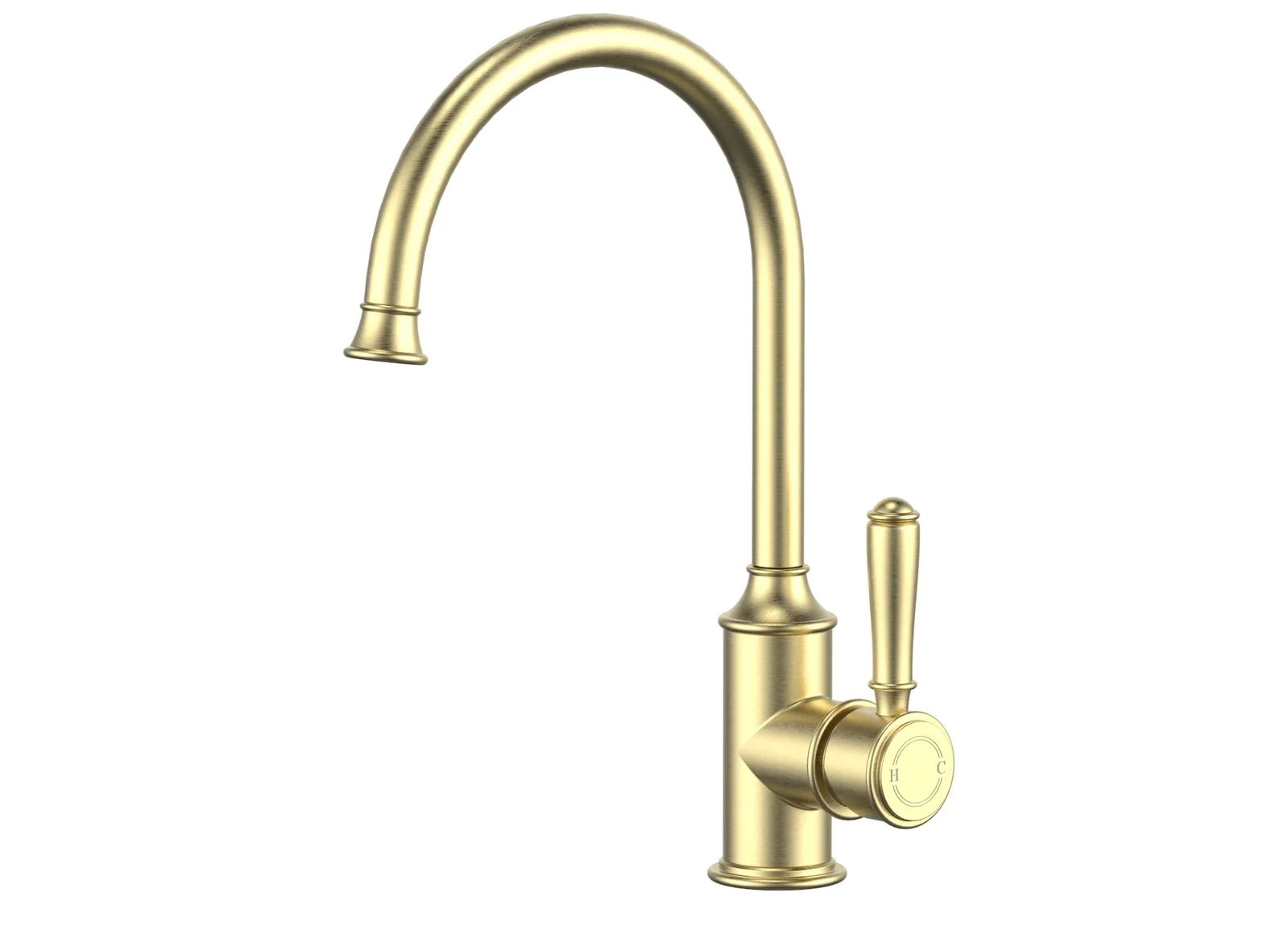 Ikon Clasico Gooseneck Sink Mixer Brushed Gold - Image 3