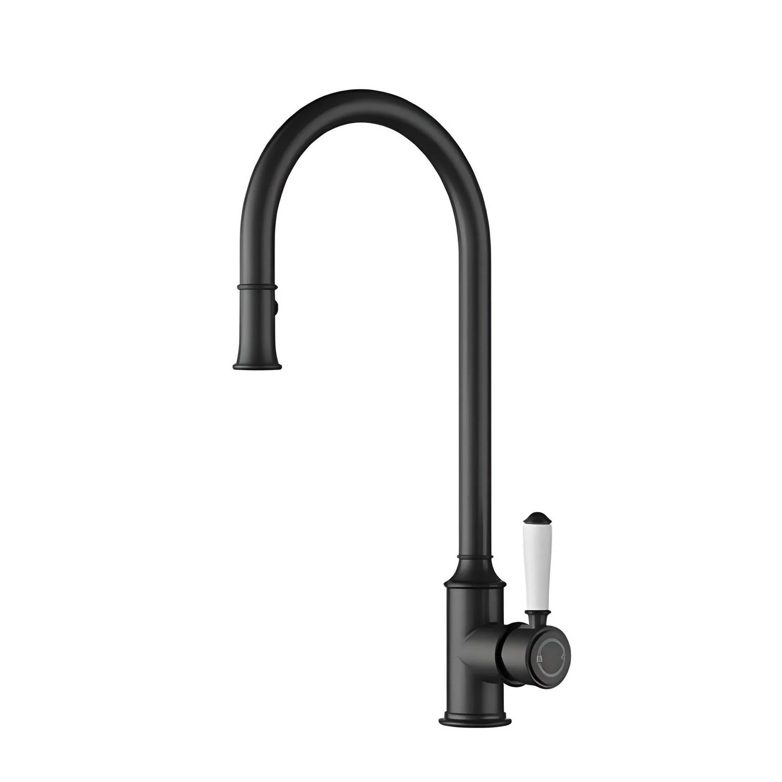 Ikon Clasico Pull Out Sink Mixer Ceramic Handle Matte Black - Image 6