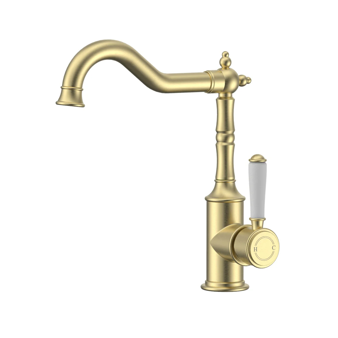 Ikon Clasico Sink Mixer Ceramic Handle Brushed Gold - Image 2