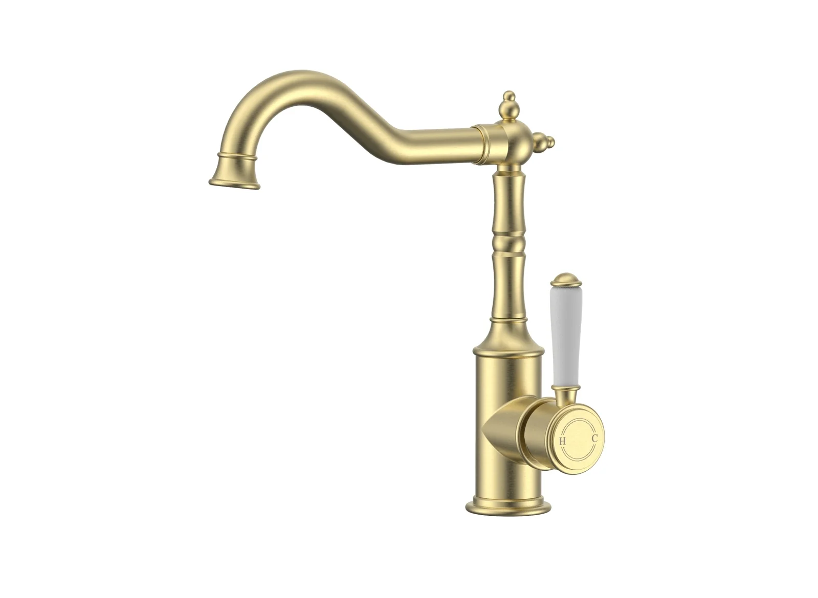 Ikon Clasico Sink Mixer Ceramic Handle Brushed Gold - Image 4