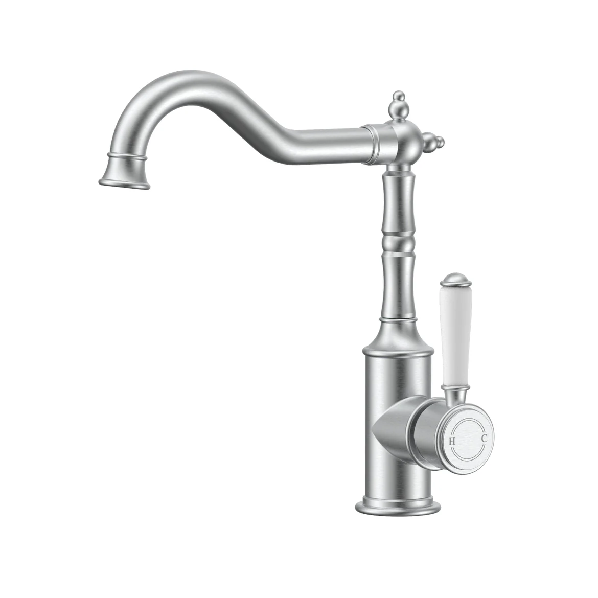 Ikon Clasico Sink Mixer Ceramic Handle Brushed Nickel - Image 2
