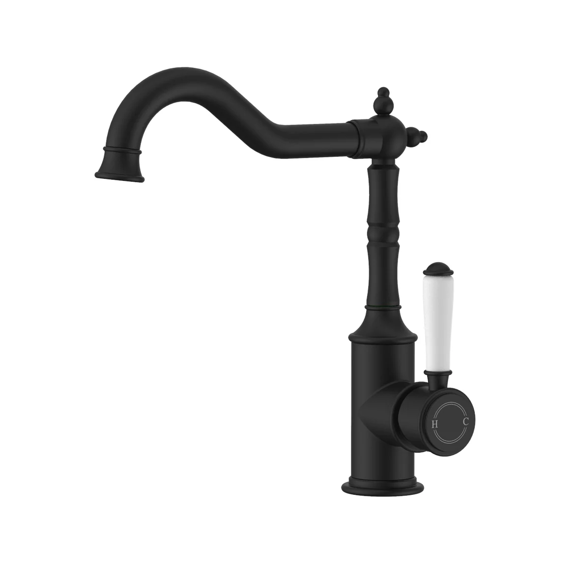 Ikon Clasico Sink Mixer Ceramic Handle Matte Black - Image 2