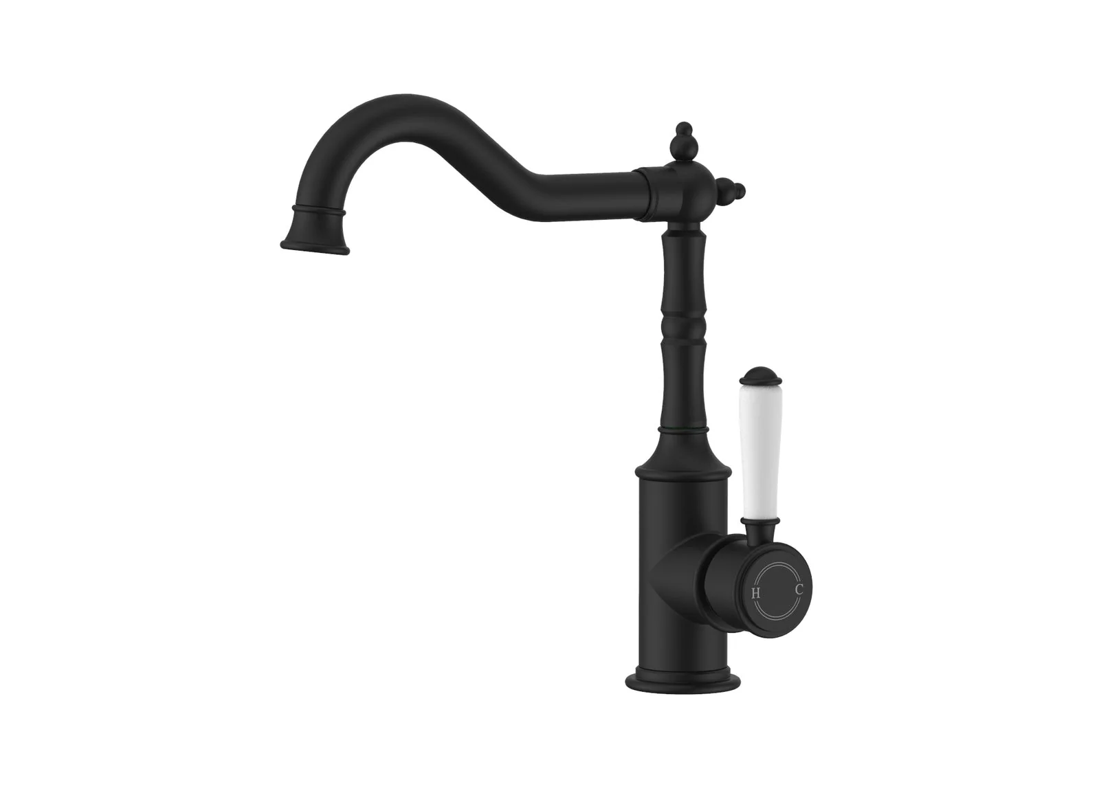 Ikon Clasico Sink Mixer Ceramic Handle Matte Black - Image 6
