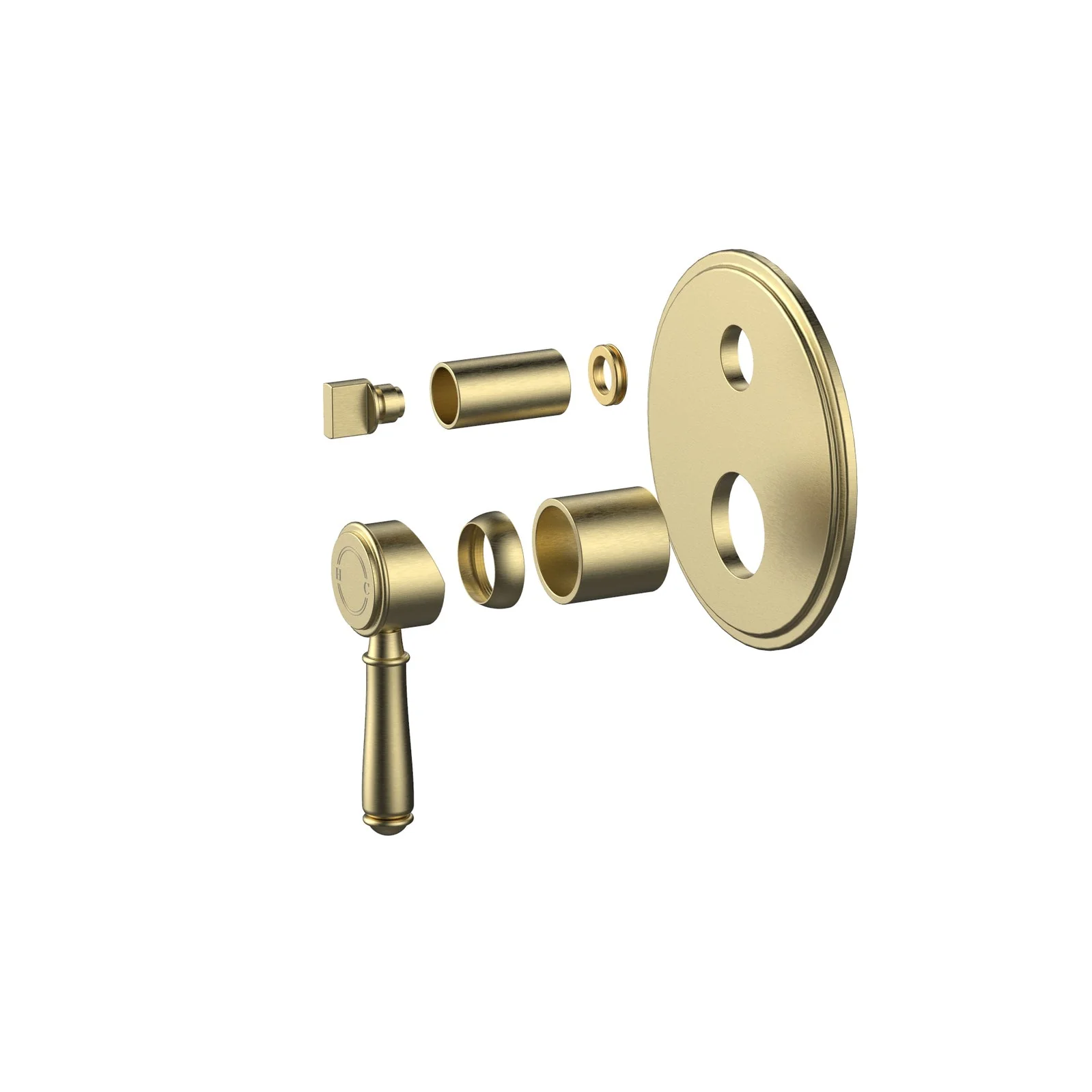 Ikon Clasico Wall Mixer With Diverter Brushed Gold - Image 2