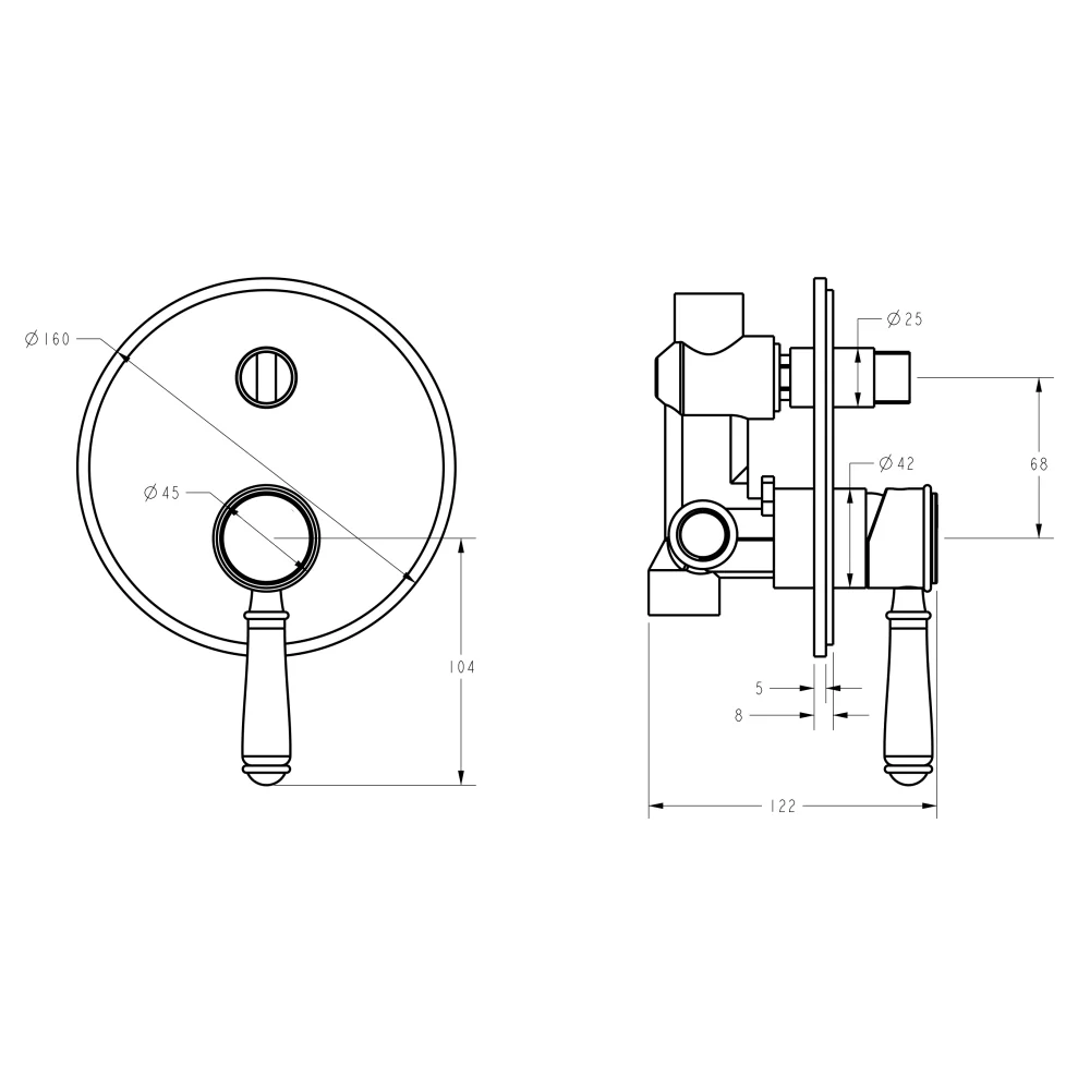 Ikon Clasico Wall Mixer With Diverter Matte Black - Image 5