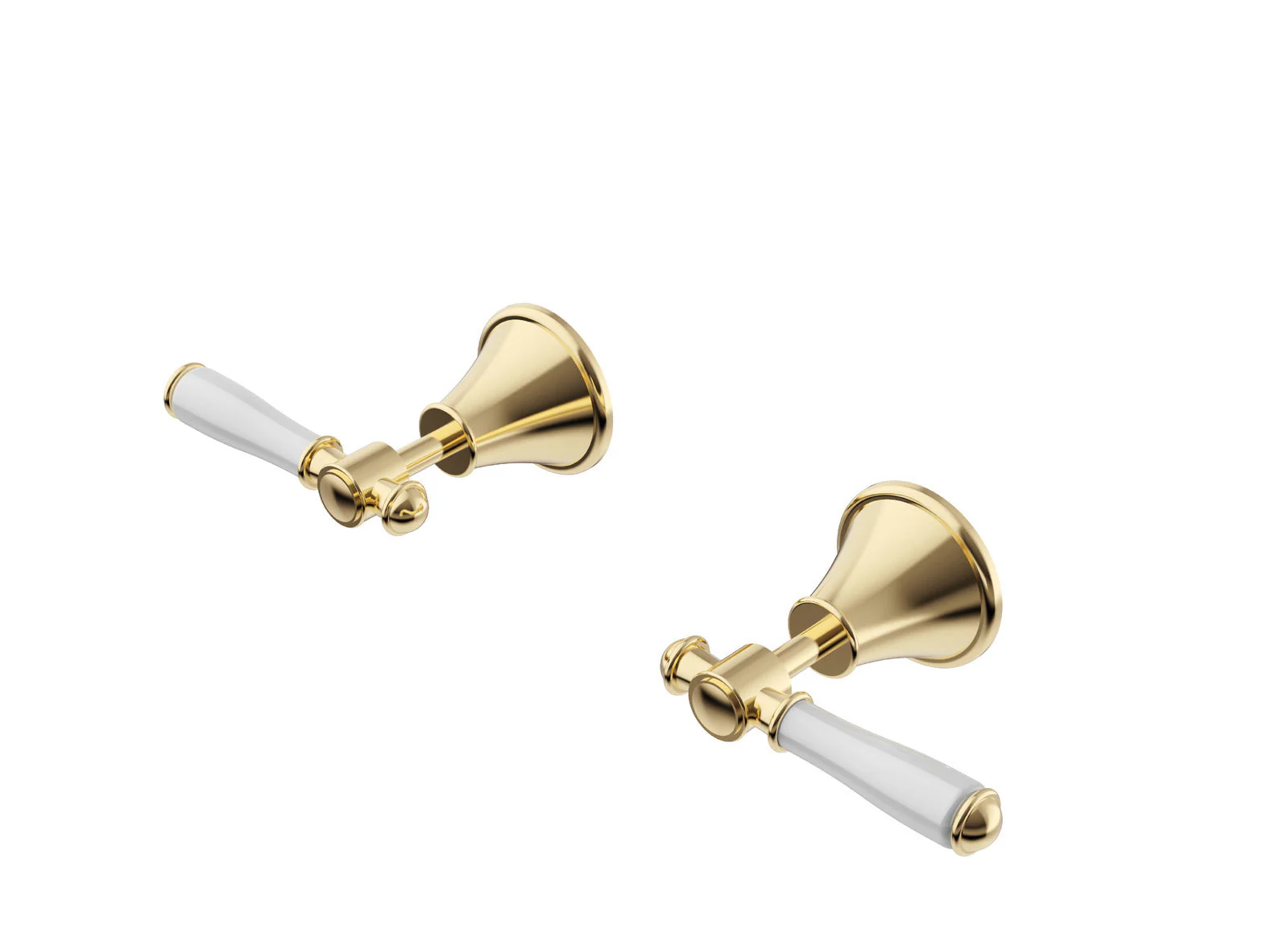 Ikon Clasico Wall Top Assemblies Ceramic Handle Brushed Gold - Image 4