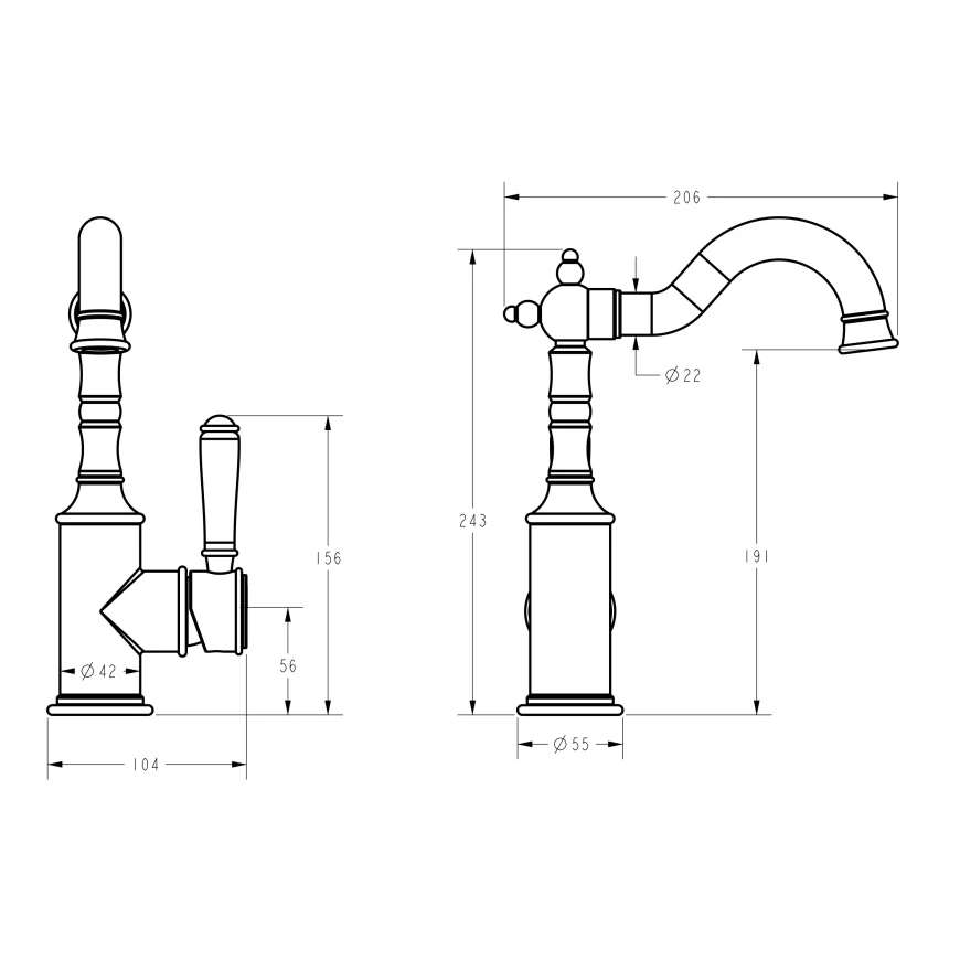 Ikon Clasico Basin Mixer Matte Black - Image 5