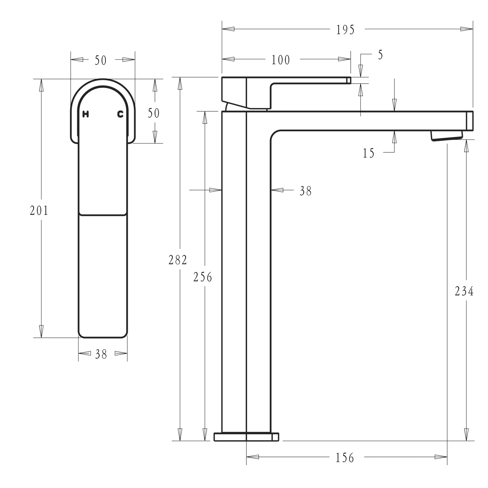 Ikon Flores High Rise Basin Mixer Chrome - Image 2