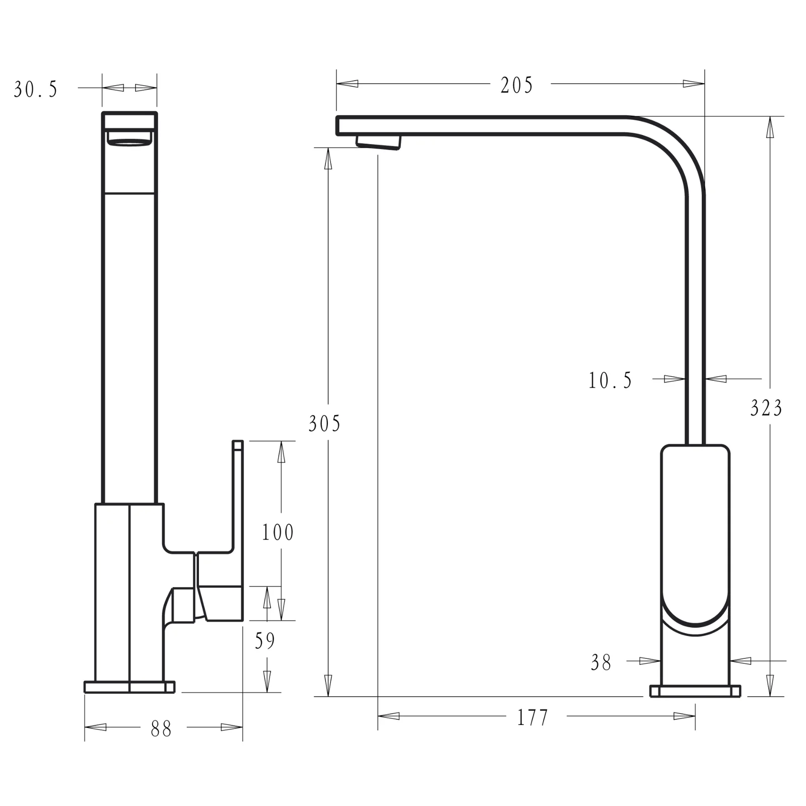 Ikon Flores Sink Mixer Matte Black - Image 2