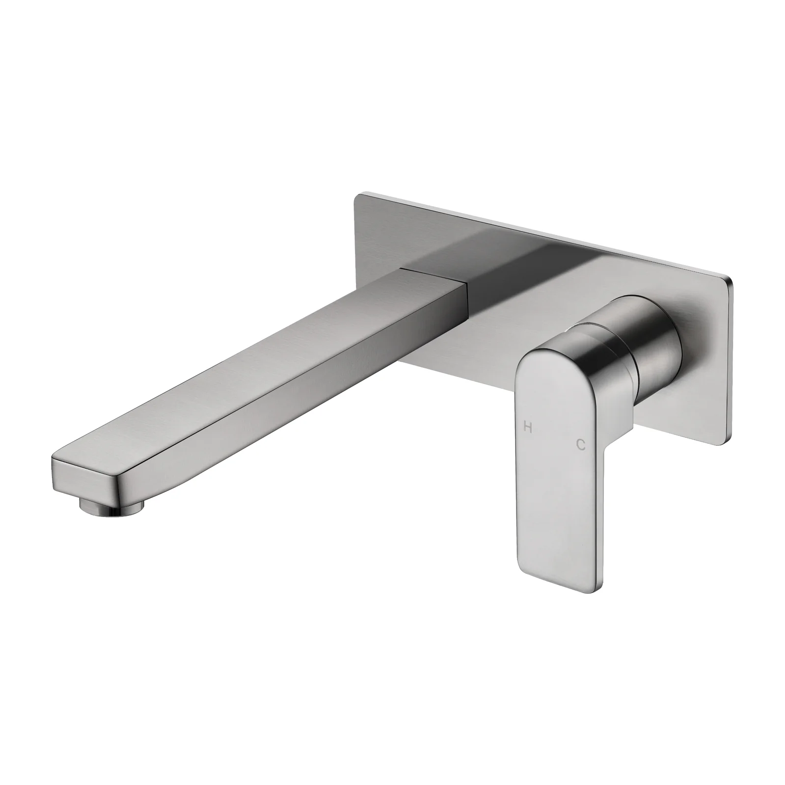 Ikon Flores Wall Basin Mixer with Spout Brushed Nickel - Image 4