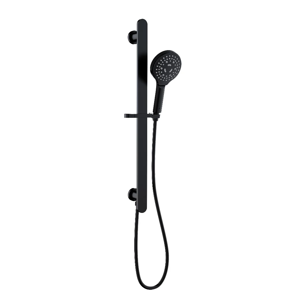 Ikon Kara Sliding Shower Rail with Integrated Water Inlet Matte Black - Image 4