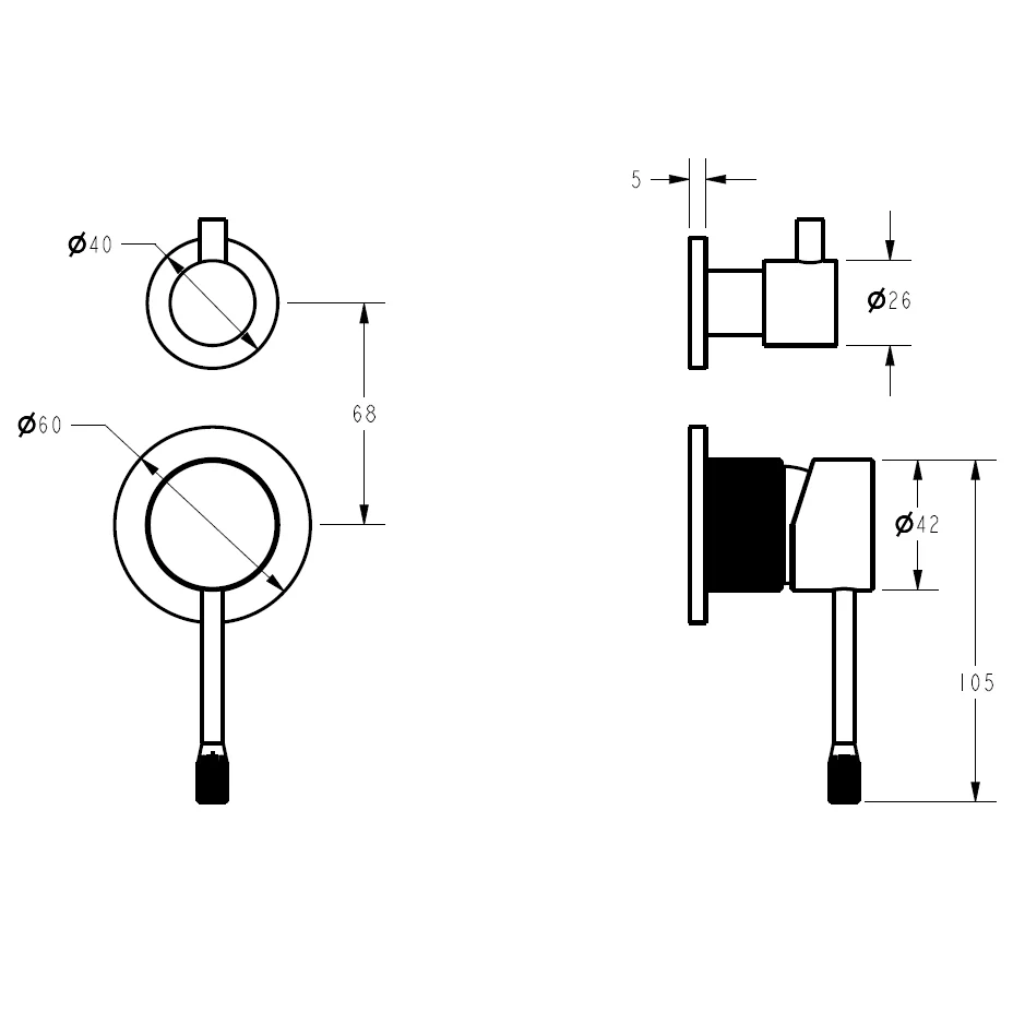 Linie Wall Mixer With Diverter Gun Metal - Image 2