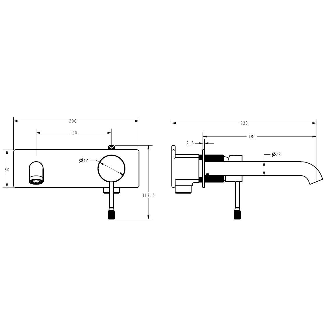 Linie Wall Basin Mixer Brushed Gold - Image 2